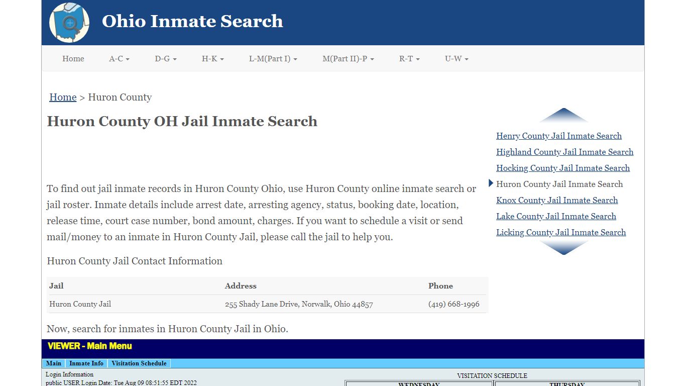 Huron County OH Jail Inmate Search